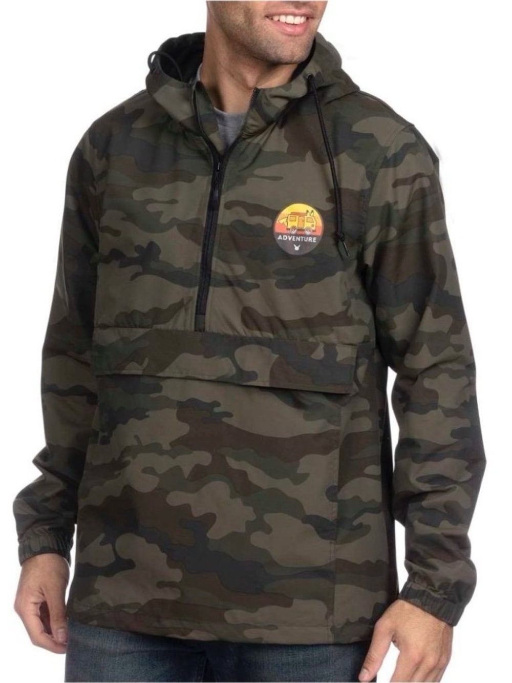 Pokemon Center Men's Green Camo (fatigue) Hooded Windbreaker